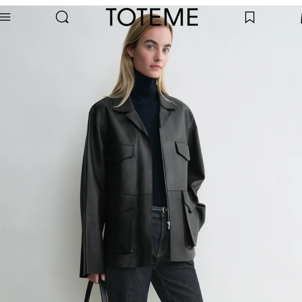 Toteme Black Leather Army Jacket